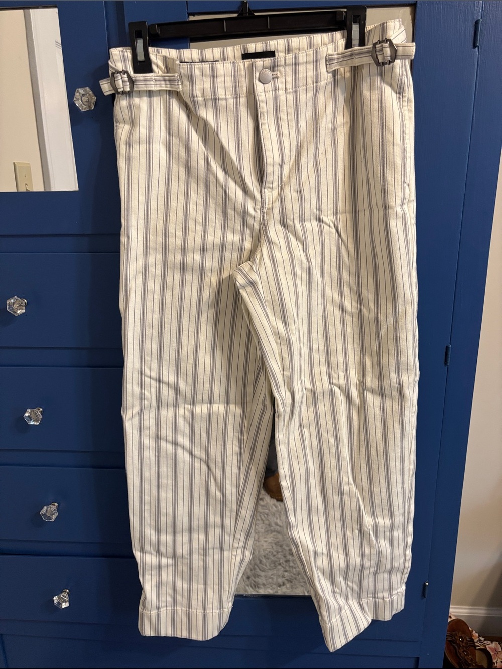 Talbots Cream and Grey Striped Jeans - Size 4